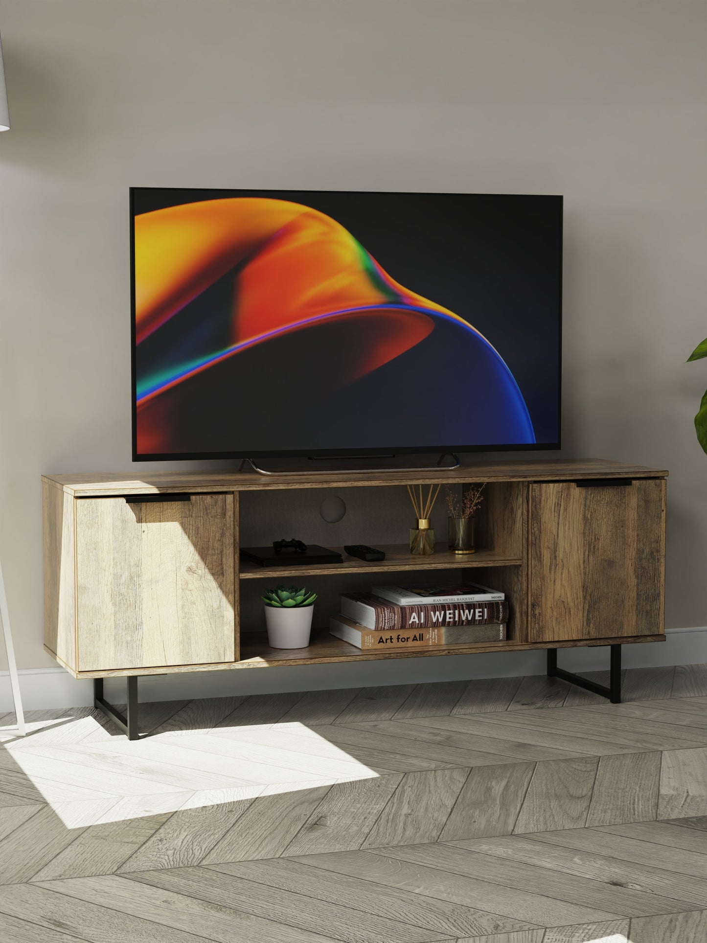 Hong Kong G Large Sideboard Oak 2 Doors 2 Drawers 147cm