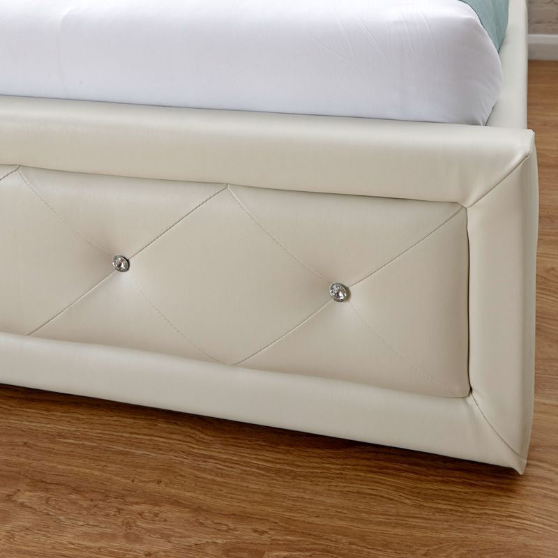 GFW Hollywood Double Ottoman Bed Faux Leather White 5 x 7ft