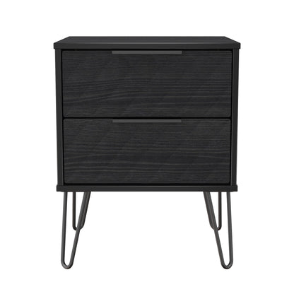 Harlequin Bedside Table Black 2 Drawers 60cm