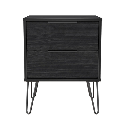 Harlequin Bedside Table Black 2 Drawers 60cm