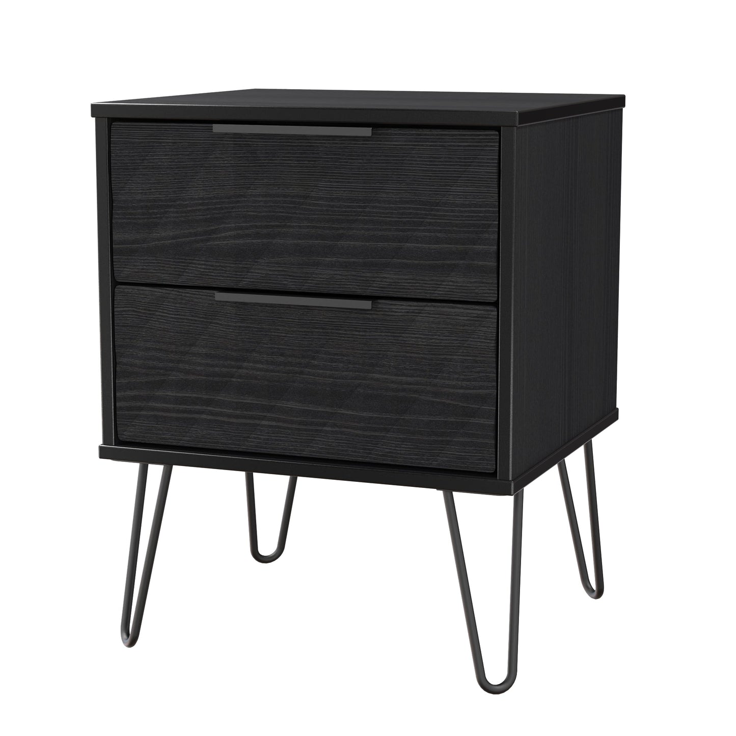 Harlequin Bedside Table Black 2 Drawers 60cm