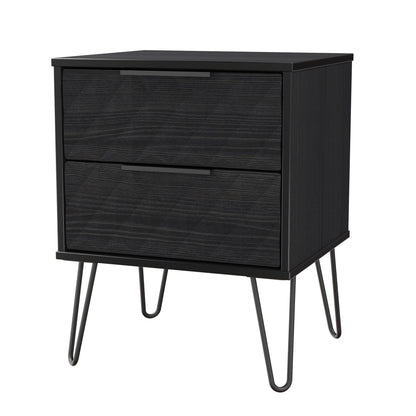 Harlequin Bedside Table Black 2 Drawers 60cm