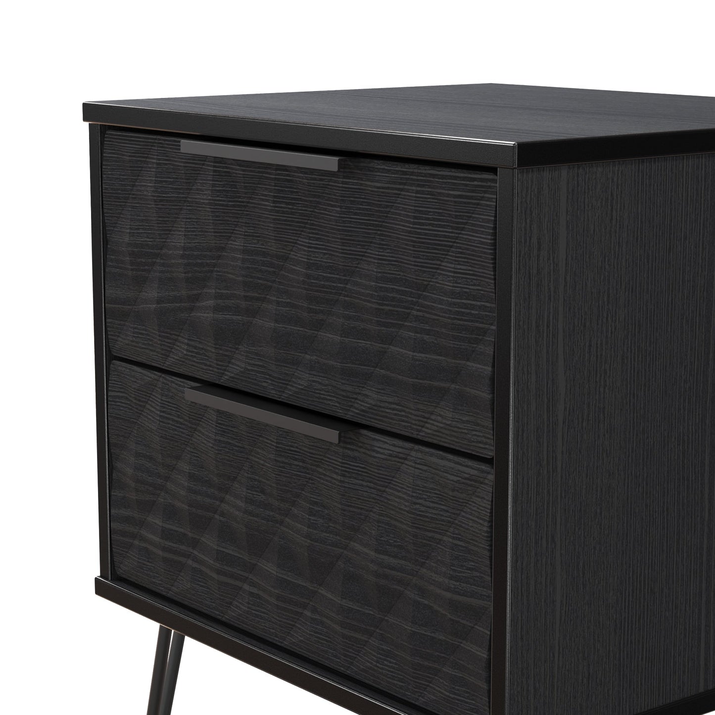 Harlequin Bedside Table Black 2 Drawers 60cm