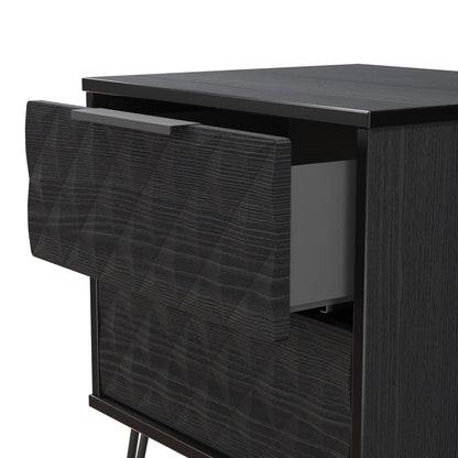 Harlequin Bedside Table Black 2 Drawers 60cm