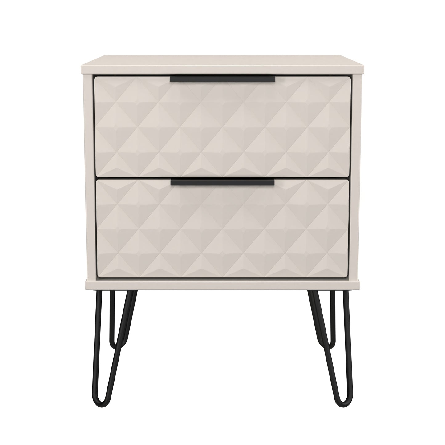 Harlequin Bedside Table Off-White 2 Drawers 60cm