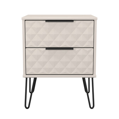 Harlequin Bedside Table Off-White 2 Drawers 60cm