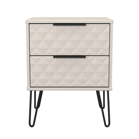 Harlequin Bedside Table Off-White 2 Drawers 60cm