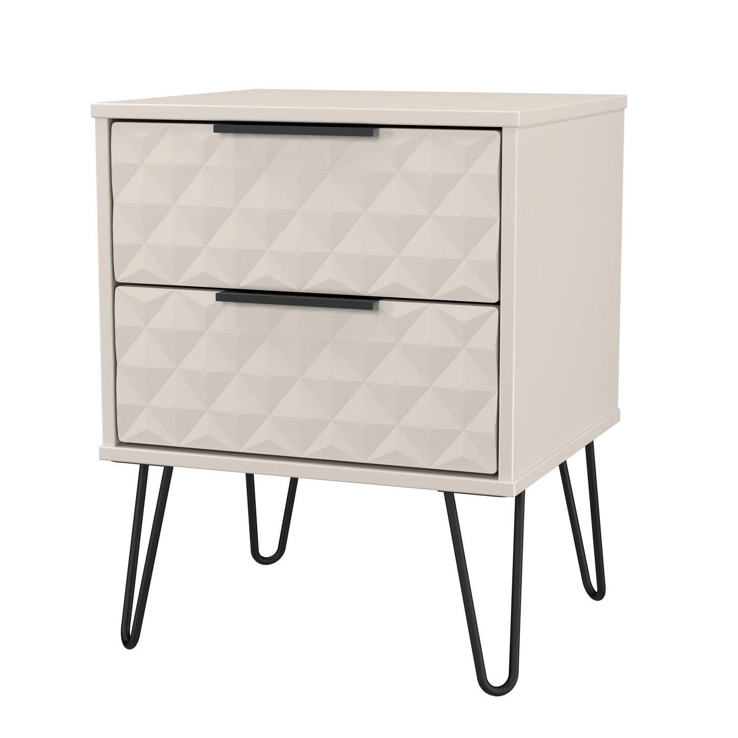 Harlequin Bedside Table Off-White 2 Drawers 60cm