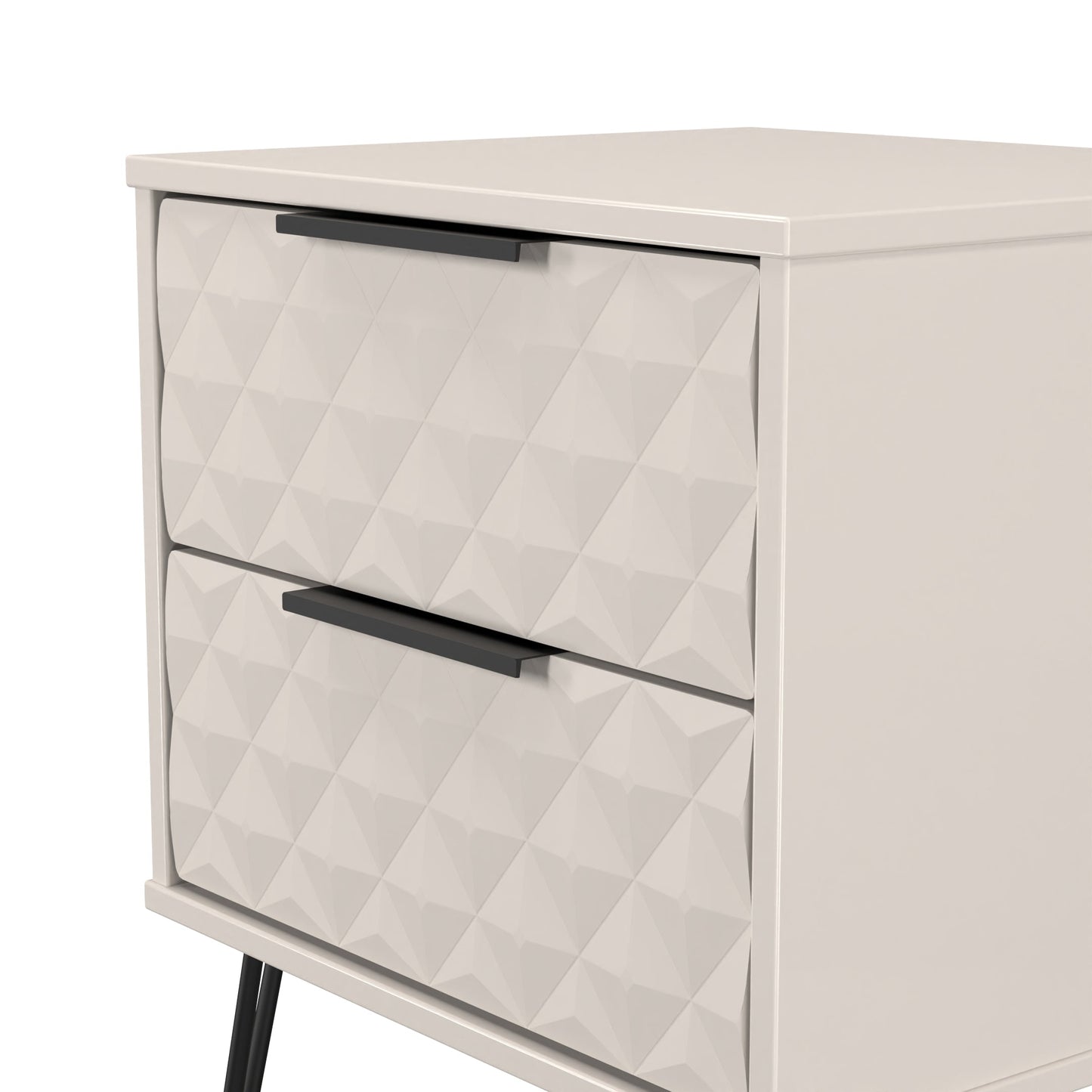 Harlequin Bedside Table Off-White 2 Drawers 60cm