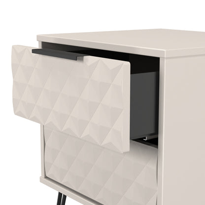 Harlequin Bedside Table Off-White 2 Drawers 60cm