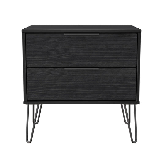 Harlequin Side Table Black 2 Drawers 60cm