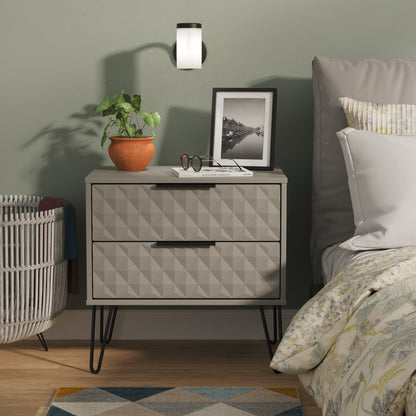 Harlequin Side Table Grey 2 Drawers 60cm