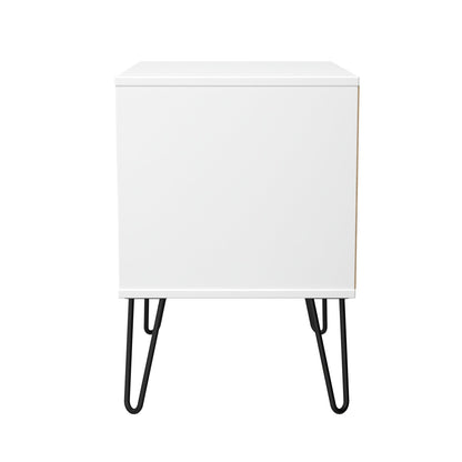 Harlequin Side Table Teal & White 2 Drawers 60cm