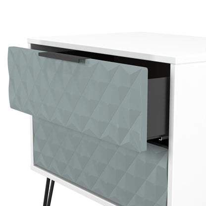 Harlequin Side Table Teal & White 2 Drawers 60cm