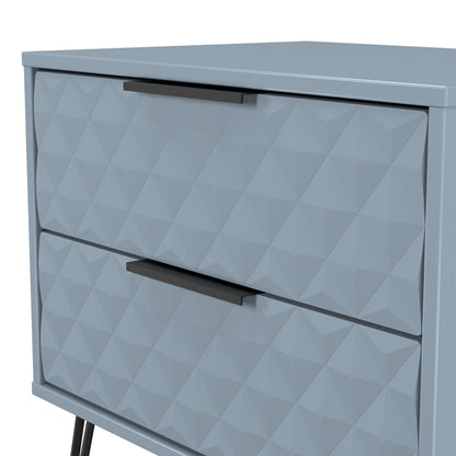 Harlequin Side Table Light Blue 2 Drawers 60cm