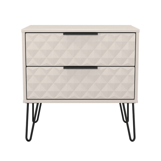 Harlequin Side Table Off-White 2 Drawers 60cm
