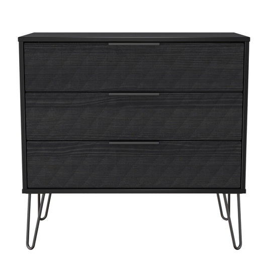 Harlequin Chest of Drawers Black 3 Drawers 77cm
