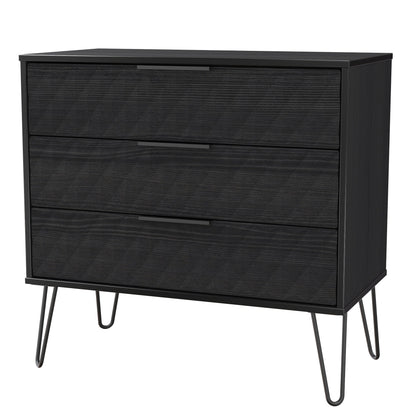 Harlequin Chest of Drawers Black 3 Drawers 77cm