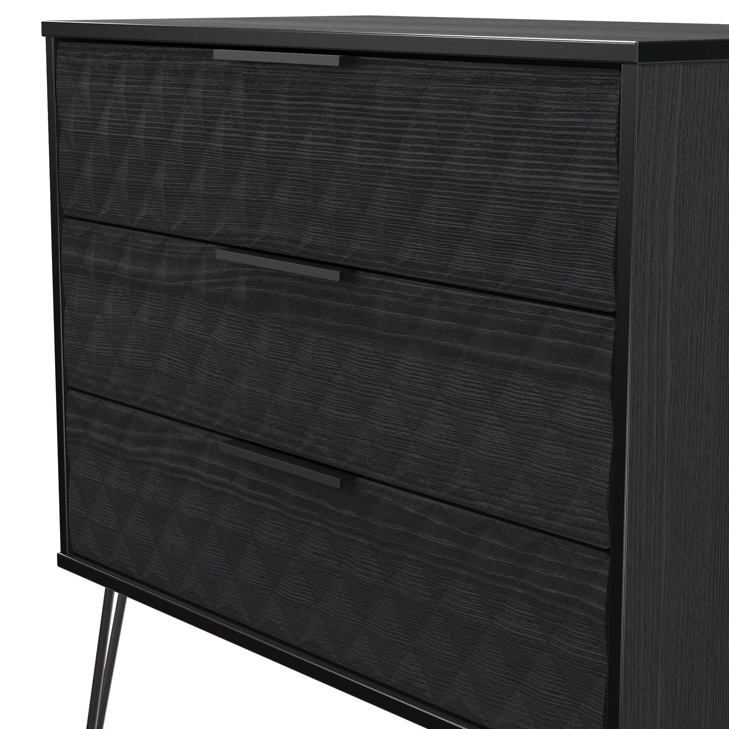 Harlequin Chest of Drawers Black 3 Drawers 77cm