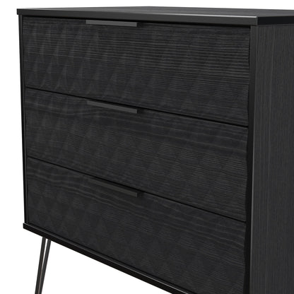 Harlequin Chest of Drawers Black 3 Drawers 77cm