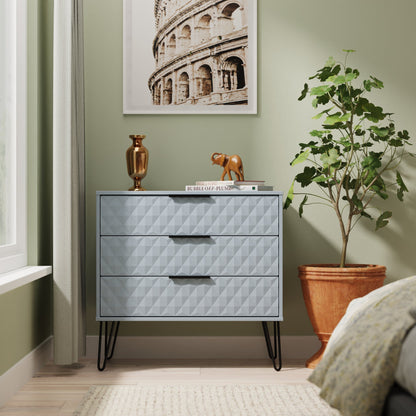 Harlequin Chest of Drawers Light Blue 3 Drawers 77cm