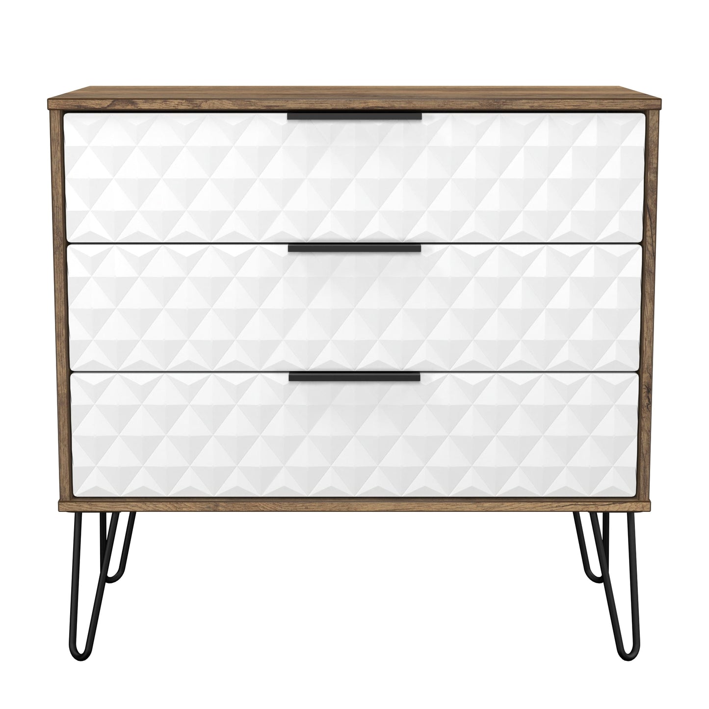 Harlequin Chest of Drawers White & Oak 3 Drawers 77cm