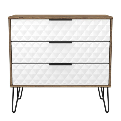 Harlequin Chest of Drawers White & Oak 3 Drawers 77cm