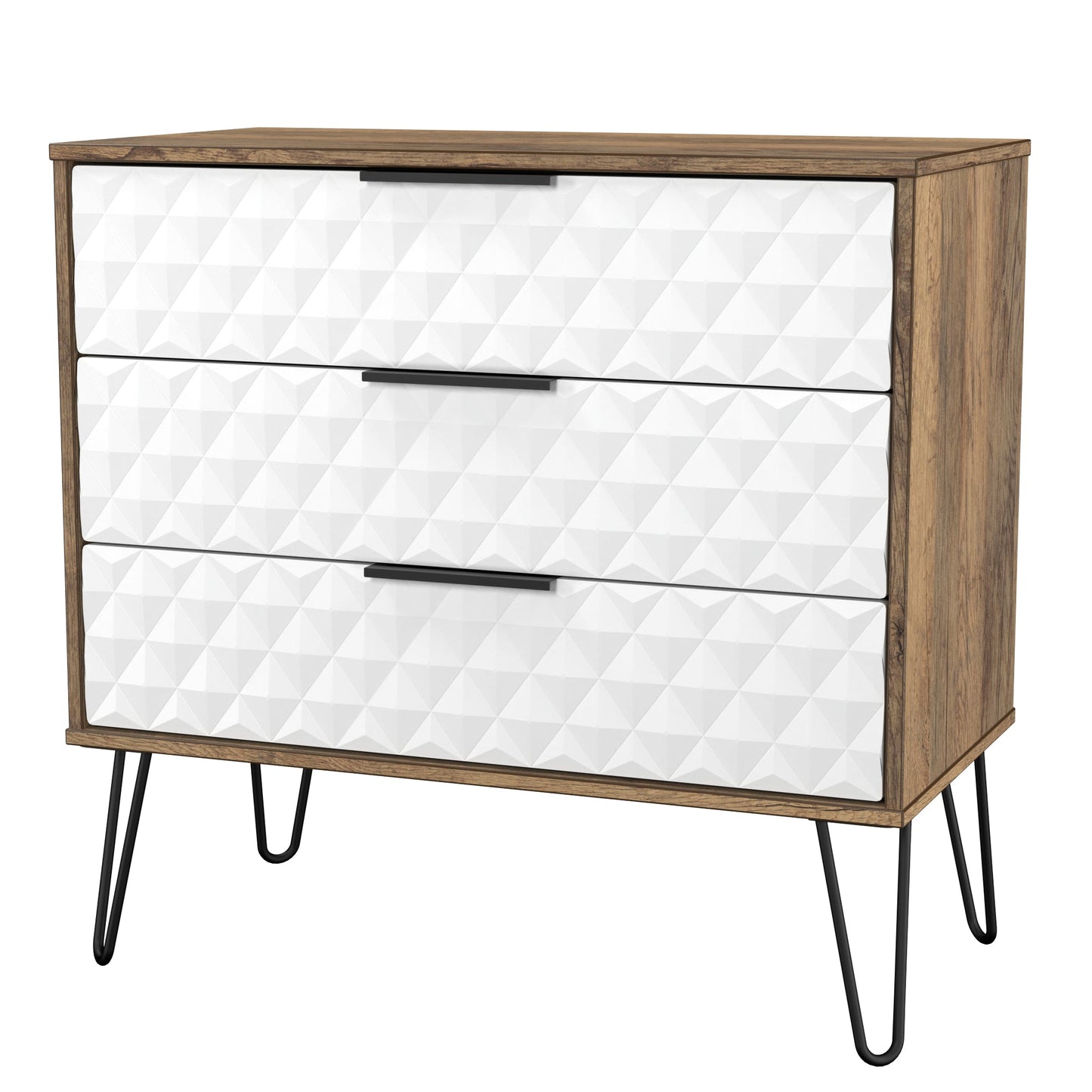 Harlequin Chest of Drawers White & Oak 3 Drawers 77cm