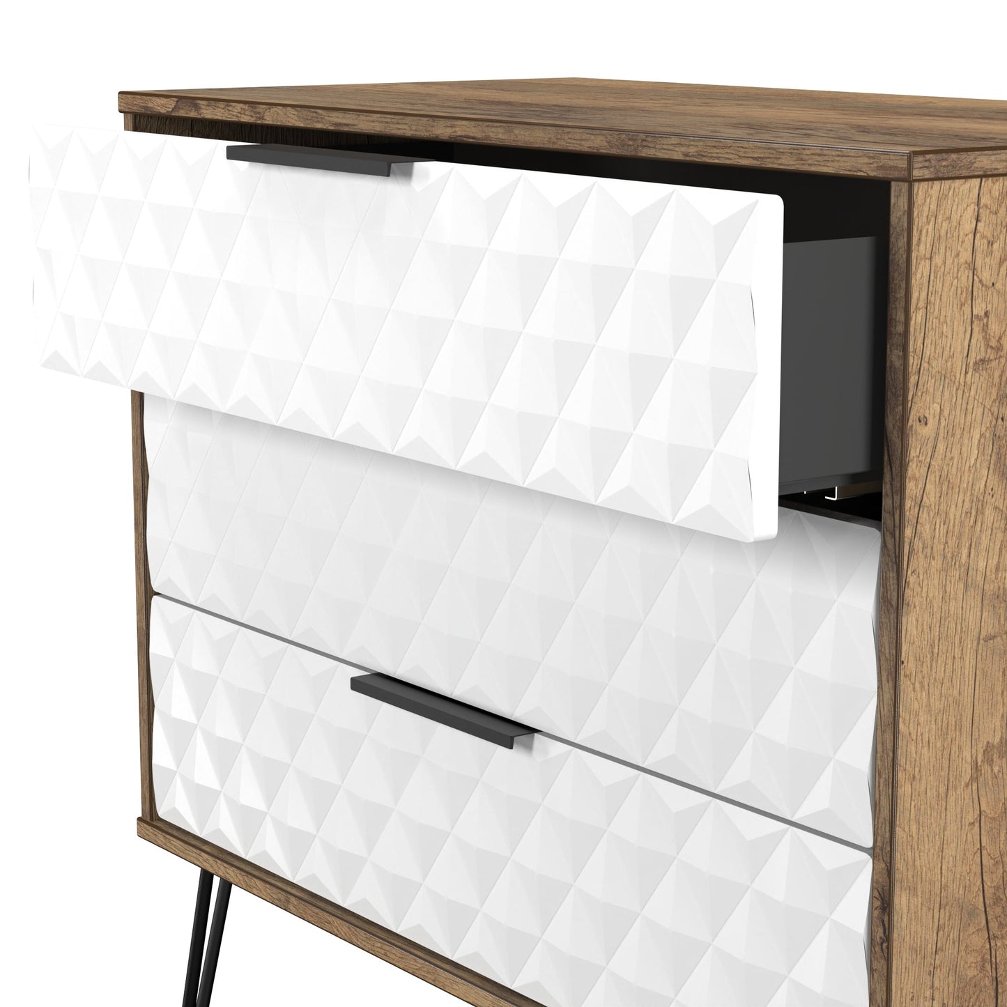 Harlequin Chest of Drawers White & Oak 3 Drawers 77cm