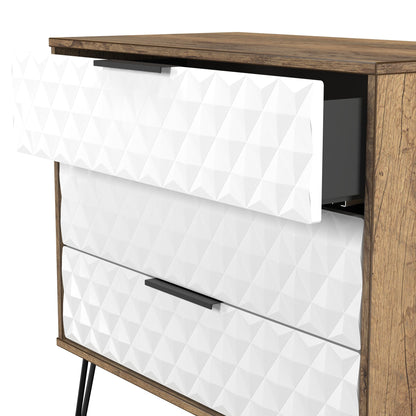 Harlequin Chest of Drawers White & Oak 3 Drawers 77cm