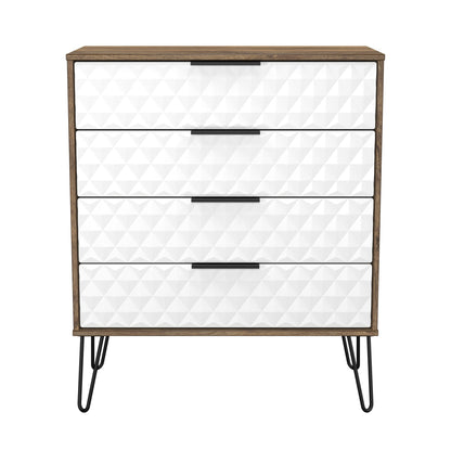 Harlequin Chest of Drawers White & Oak 4 Drawers 93cm