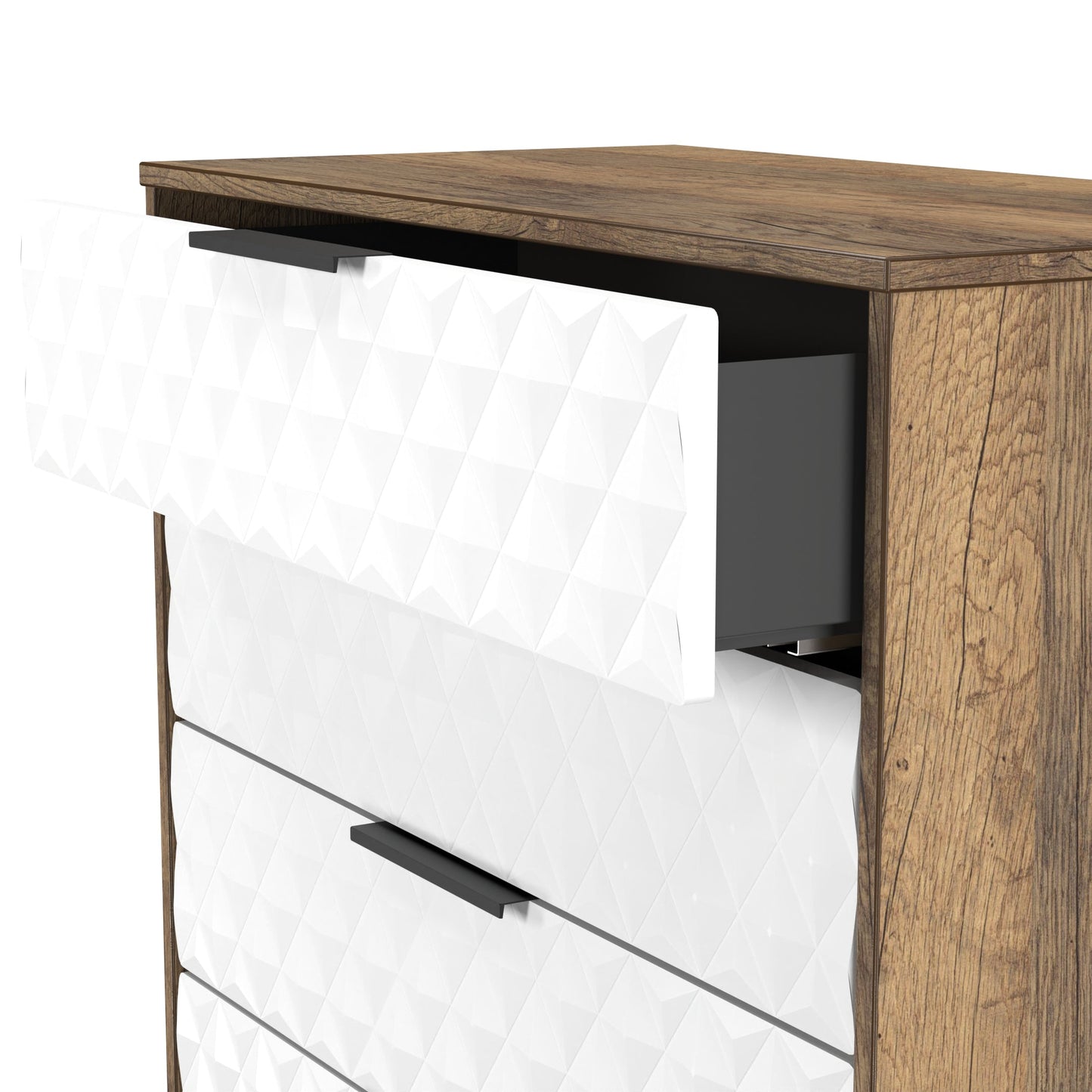 Harlequin Chest of Drawers White & Oak 4 Drawers 93cm