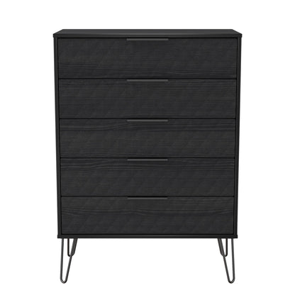 Harlequin Tall Chest of Drawers Black 5 Drawers 109cm