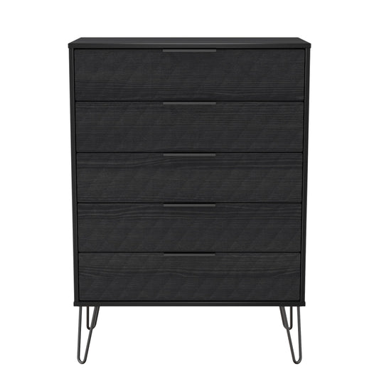 Harlequin Tall Chest of Drawers Black 5 Drawers 109cm