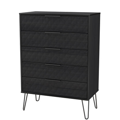 Harlequin Tall Chest of Drawers Black 5 Drawers 109cm