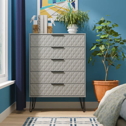 Harlequin Tall Chest of Drawers Grey 5 Drawers 109cm