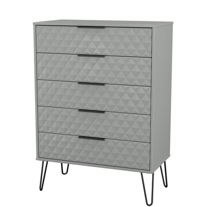 Harlequin Tall Chest of Drawers Grey 5 Drawers 109cm
