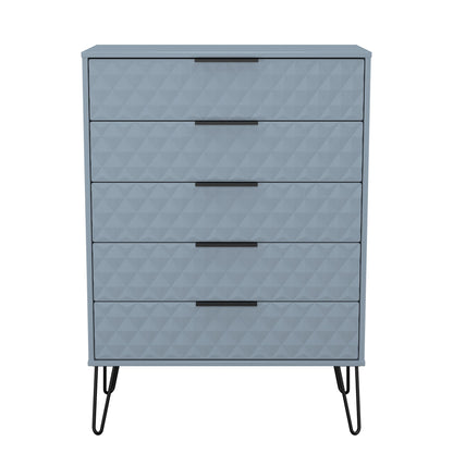 Harlequin Tall Chest of Drawers Light Blue 5 Drawers 109cm