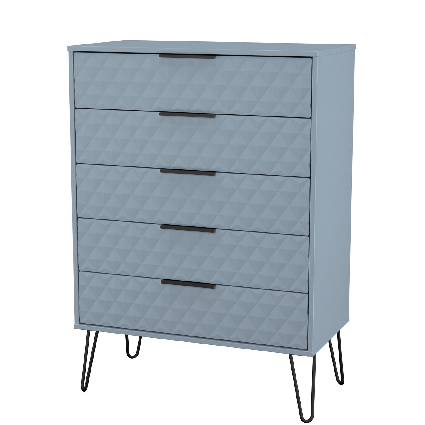 Harlequin Tall Chest of Drawers Light Blue 5 Drawers 109cm