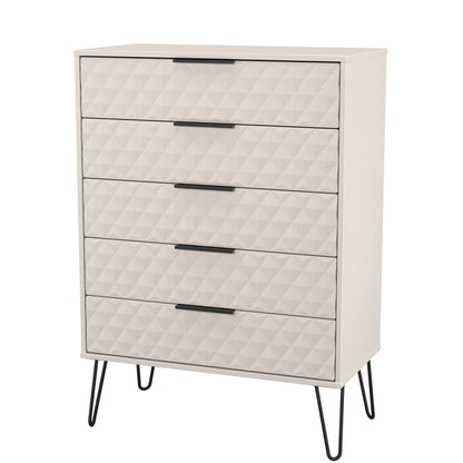 Harlequin Tall Chest of Drawers Off-White 5 Drawers 109cm