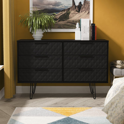 Harlequin Large Chest of Drawers Black 6 Drawers 115cm