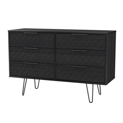 Harlequin Large Chest of Drawers Black 6 Drawers 115cm