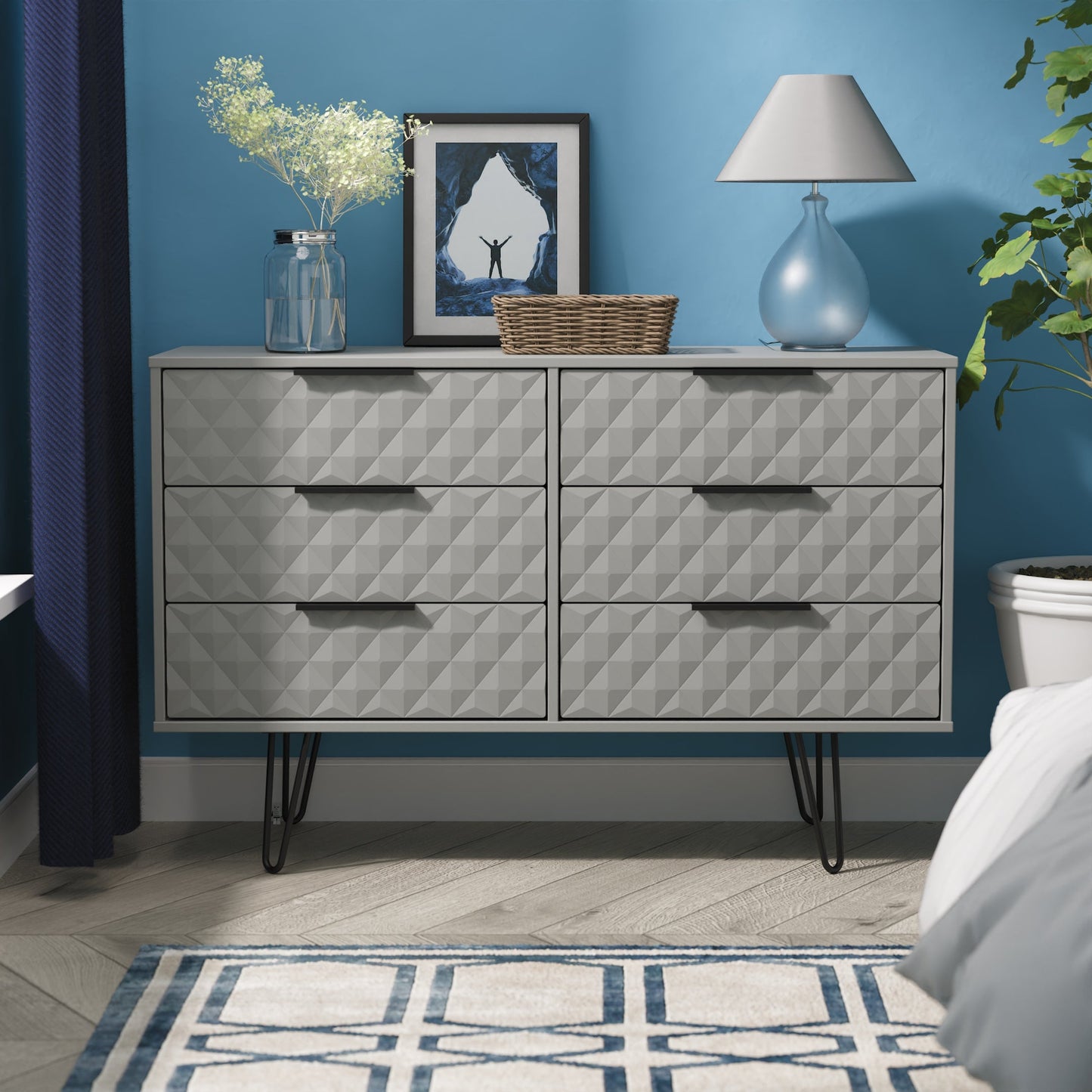 Harlequin Large Chest of Drawers Grey 6 Drawers 115cm