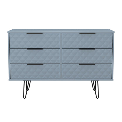Harlequin Large Chest of Drawers Light Blue 6 Drawers 115cm
