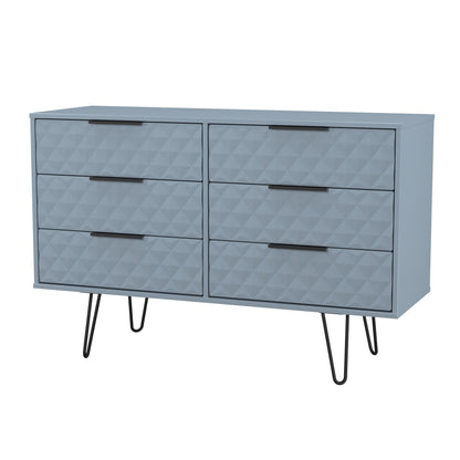 Harlequin Large Chest of Drawers Light Blue 6 Drawers 115cm