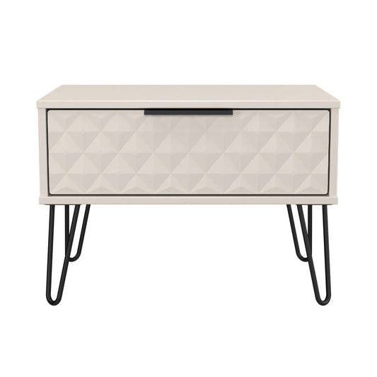 Harlequin Side Table Off-White 1 Drawer 58cm