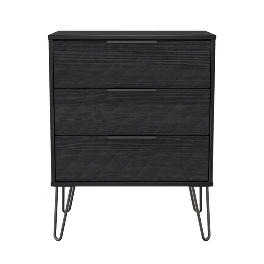 Harlequin Chest of Drawers Black 3 Drawers 76cm