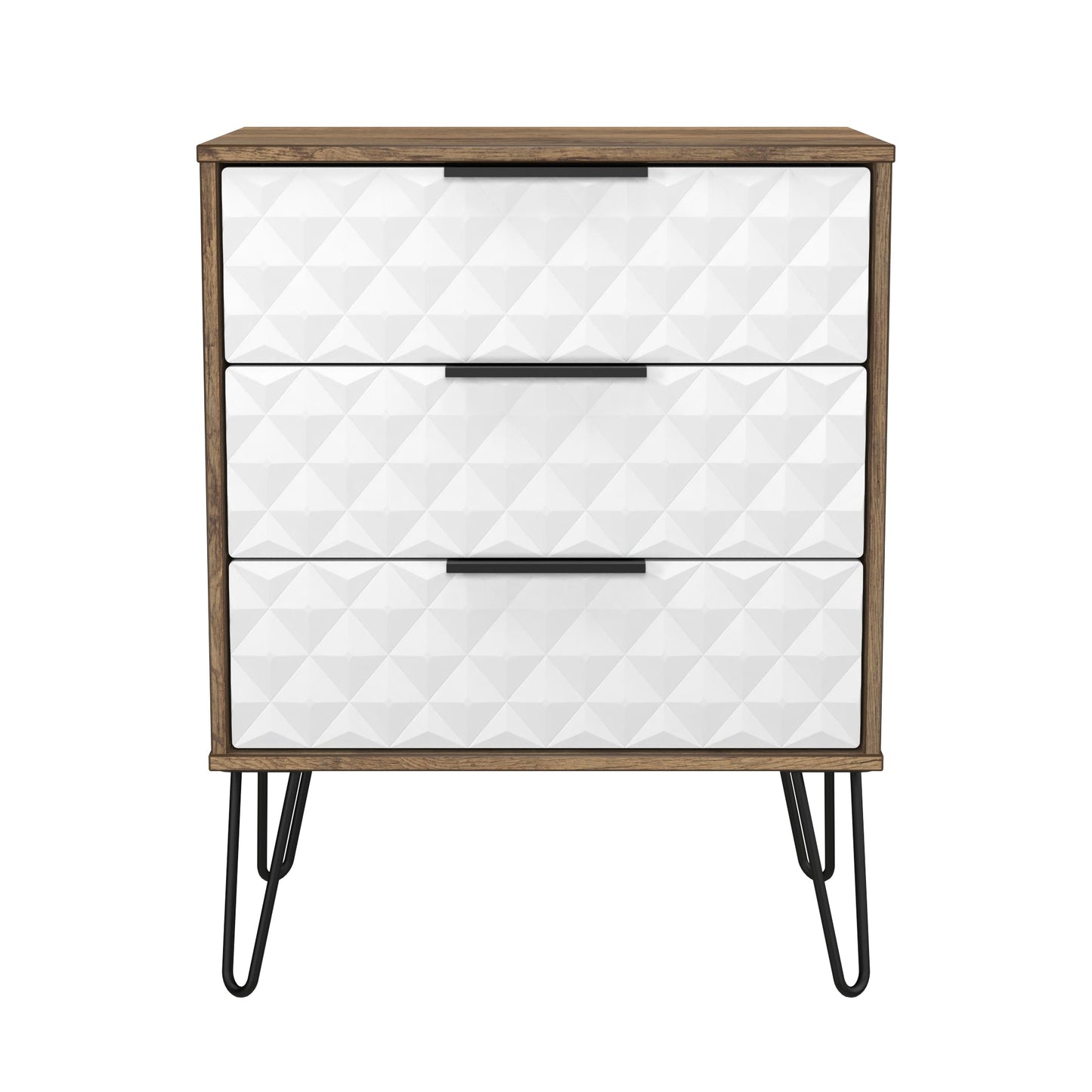 Harlequin Chest of Drawers White & Oak 3 Drawers 76cm
