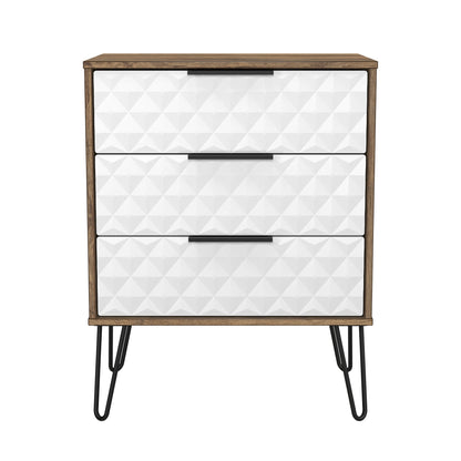 Harlequin Chest of Drawers White & Oak 3 Drawers 76cm