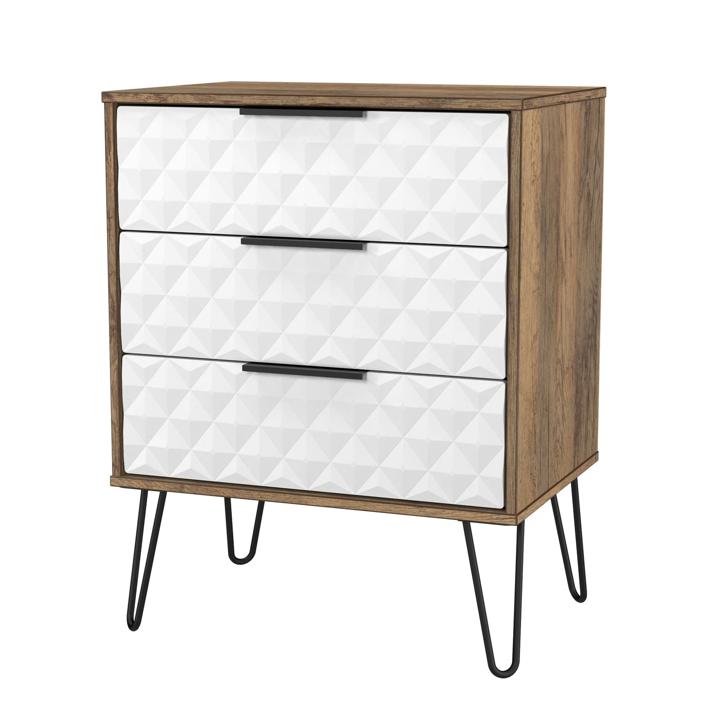 Harlequin Chest of Drawers White & Oak 3 Drawers 76cm